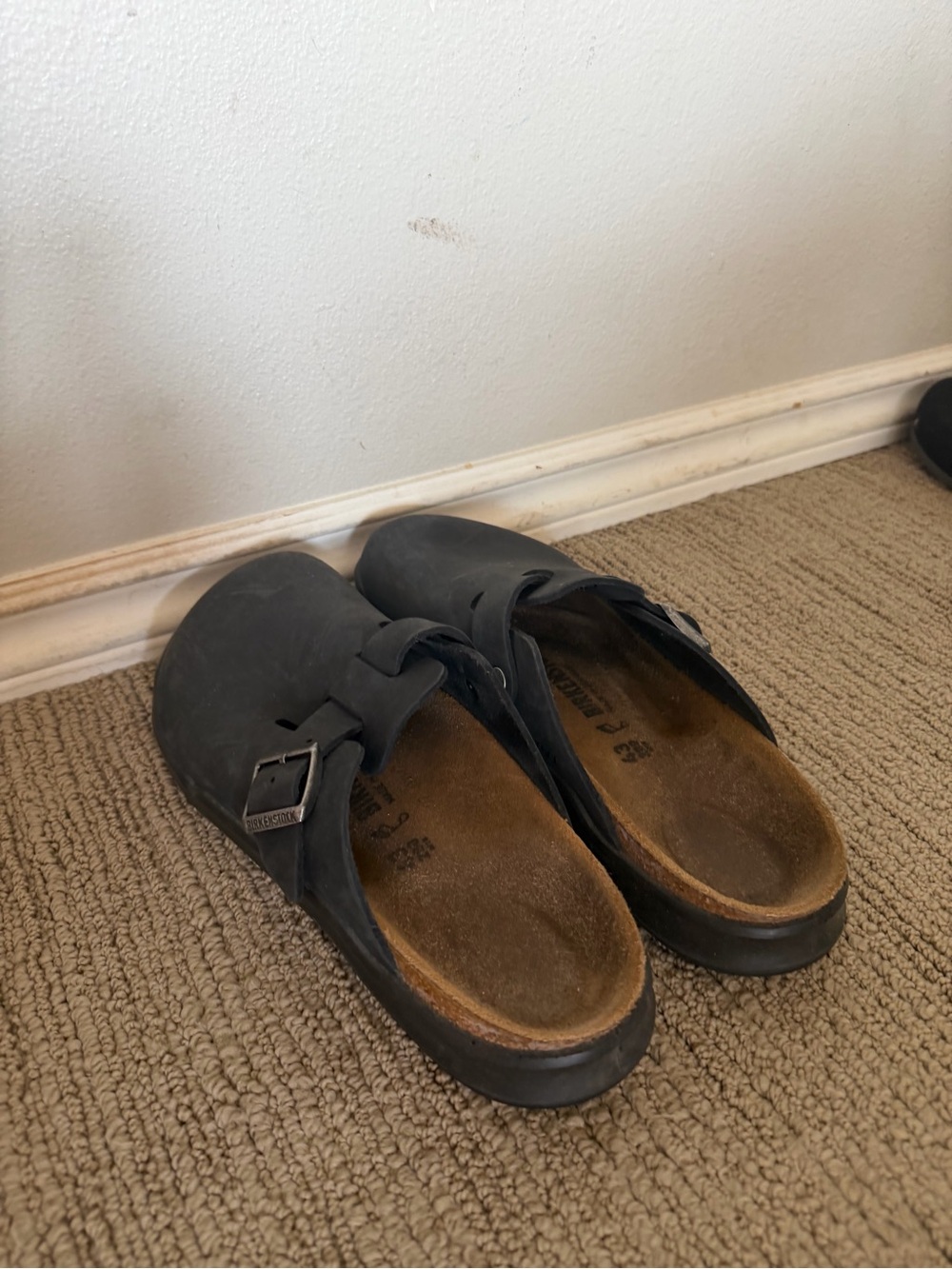 Birkenstock Black Slip-On Buckle Clogs